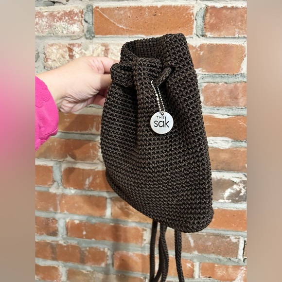 The Sak Brown Crochet Drawstring Bag - Picture 2 of 8
